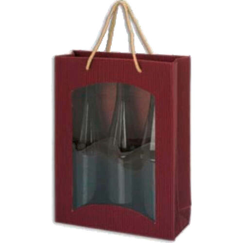 3er Tragtasche bordeaux mit Fenster